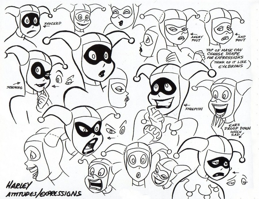 Expression Sheet de Harley Quinn